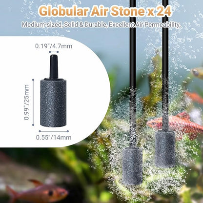 12 Pack 0.99 Inch Aquarium Air Stones, Long Lasting Aerator Oxygen Diffuser Aquarium Bubble Stone, Air Pump Accessories for Aquariums, Fish Tanks, Hydroponics, Ponds