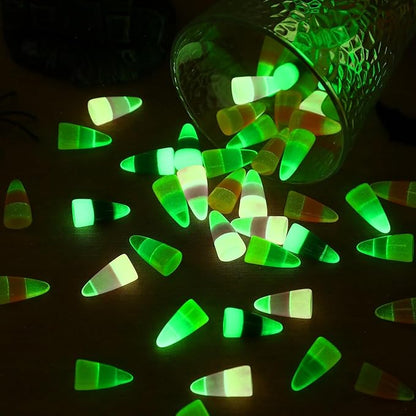56 Pcs Mini Resin Candy Corn, Fake Luminous Candy Corn Halloween Candy Corn Ornaments Glow in Dark for Fall Halloween Party DIY Crafts