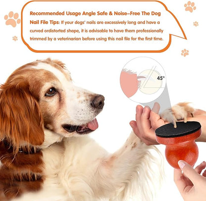 Dog Nail File Dog Scratch Board for Nails Wooden Handicraft Cat Dog Nail Scratch Pad with 4 Pcs Replaceable Sandpaper Dog Trainning Accessories Stress Free Nail Filing for Dogs(Caramel)