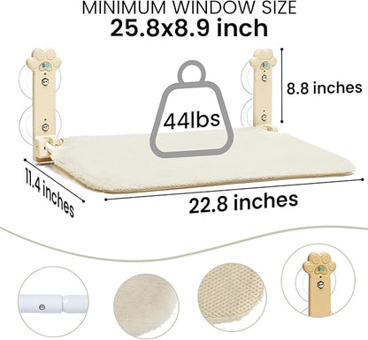 Cat Window Perch, Cordless Foldable Cat Window Hammock with Removable Soft Cover for Indoor Cats, Resting Seat for Inside (Yellow, Large 2Pcs)