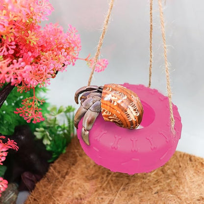 Hermit Crab Tire Swing Toy, Hermit Crab Climbing Toy, Reptile Tank Aquarium Decoration Accessory, Suitable for Small to Medium Sized Hermit Crabs, 3.7 Inches in Diameter
