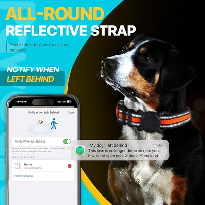 Dog Tracker Collar, No Monthly Fee Cat Tracker Collar(Only iOS), Compatible with Apple FindMy App, Reflective FinderTag Smart Collars, Anti-Lost, Key Finder for Pets/Itemsï¼_OT GPSï¼