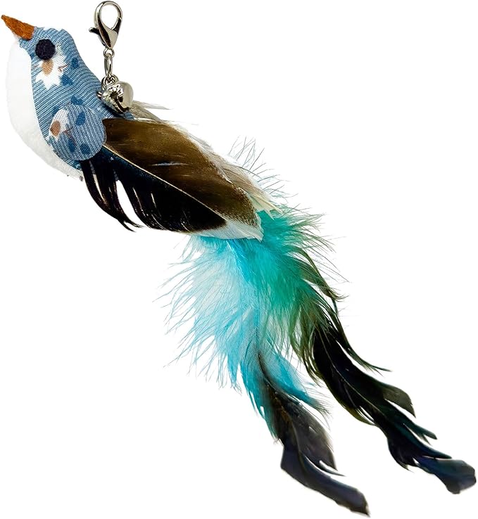 Interactive Bird Simulation Cat Toy Set, Interactive Cat Toys for Indoor Cats, Cat Feather Toy, Self-Holding Suction Base, 5 Replacement Birds, Feathers & Bells (5 Replacement Birds)