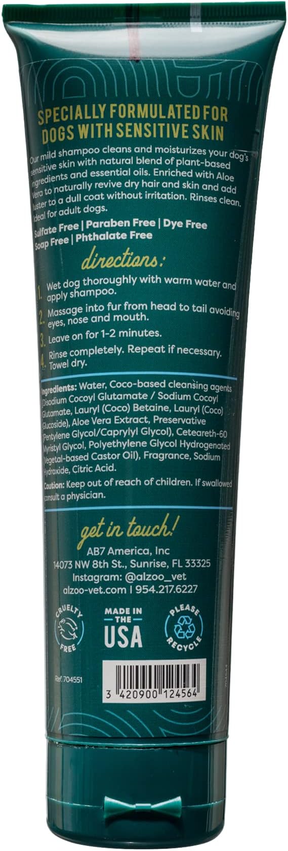 Hypoallergenic Shampoo for Dogs, Specially Formulated for Dogs with Sensitive Skin, 100% Plant-Based Active Ingredients, Rice Milk Fragrance, Made in The USA, 8 Fl. Oz.