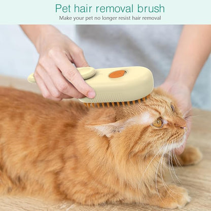 ORIA Cat Steam Brush, 3 in 1 Pet Spray Comb, Self Cleaning Steam Dog Cat Brush, Rechargeable Silicone Grooming Tool with Concealed Handle for Shedding, Hair Removal, Pet Massage