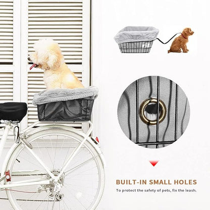 ANZOME Dog Bicycle Basket Liner, Warm and Soft Small Pets Bike Basket Cover with Durable Canvas Outside,Easy to Install Comfort Padded Bike Basket Liner for Dog Carrier(Basket Not Included)