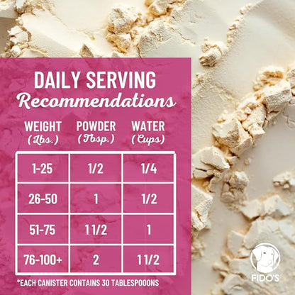 Fido's Digestion Bone Broth for Dogs - Grass-Fed Beef Bone Broth Powder & Organic Herbs - Supports Digestion & Gut Health - Dog Food Topper for Dry Food - 60 Scoops