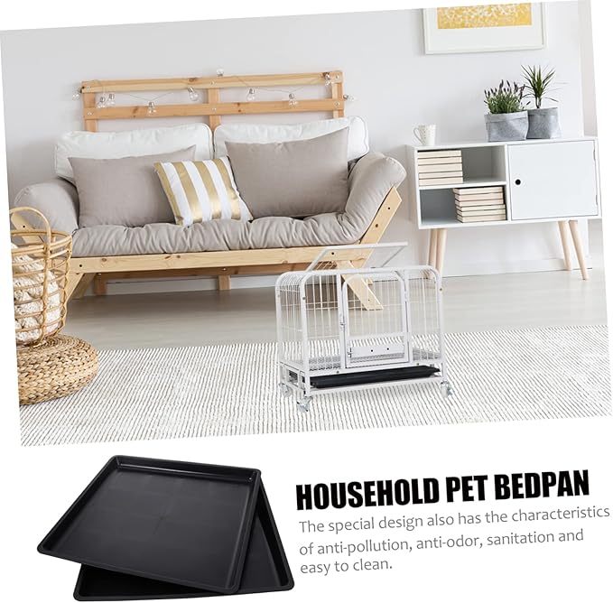 2pcs Tray Crates Kennel 36 Inch Dog Crate Hamster Cage Pan Crate Pans Suitcase Stand Cages for Dogs Indoor Black Shoes Dog Cage Rabbit Potty Pet Cage Stainless Steel Metal