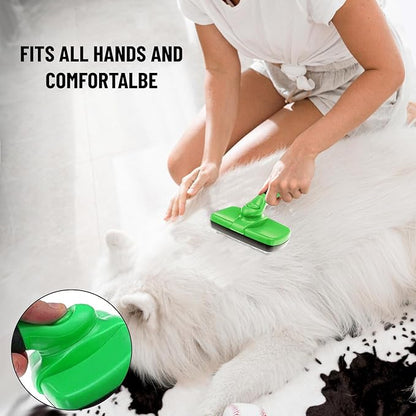 Complete Professional Pet Grooming Kit with Pet Hair Removal Tool Brush Gloves, Self Cleaning Slicker Brush, and Pro Grooming Dog Brush Deshedder Comb to Reduce Shedding (Green)