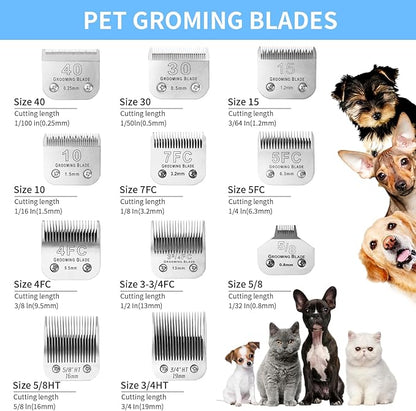 2 Pcs Size 5/8toe Detachable Dog Grooming Blades, Compatible with Andis, Oster A5, Wahl KM10 Series Clippers, Cut Length 0.8mm, Silver (5/8toe 0.8mm, 2Pcs)