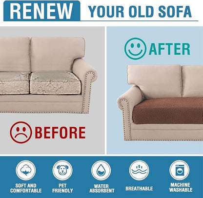 H.VERSAILTEX Plush Chenille Dog Bed Cover Thick Soft Loveseat Cover for 2 Cushion Couch Anti Slip Couch Cover Furniture Protector for Dog, Pet, Cat (35" x 62", Caramel)