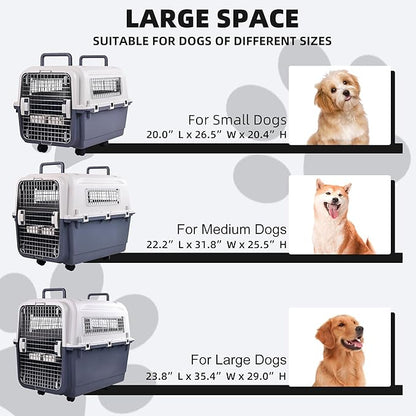Plastic Kennels, Plastic Dog Crate, Airline Approved Pet Carrier for Dogs and Cats Longer Traveling, XL