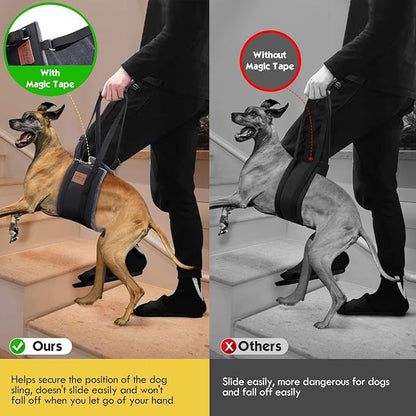 Dog Sling for Large Dogs Hind Leg Support, Magic Tape Dog Lift Harness, Soft Dog Support Harness for Back Legs, Hip Support Harness to Help Senior, Injured, Disabled and After ACL Surgery