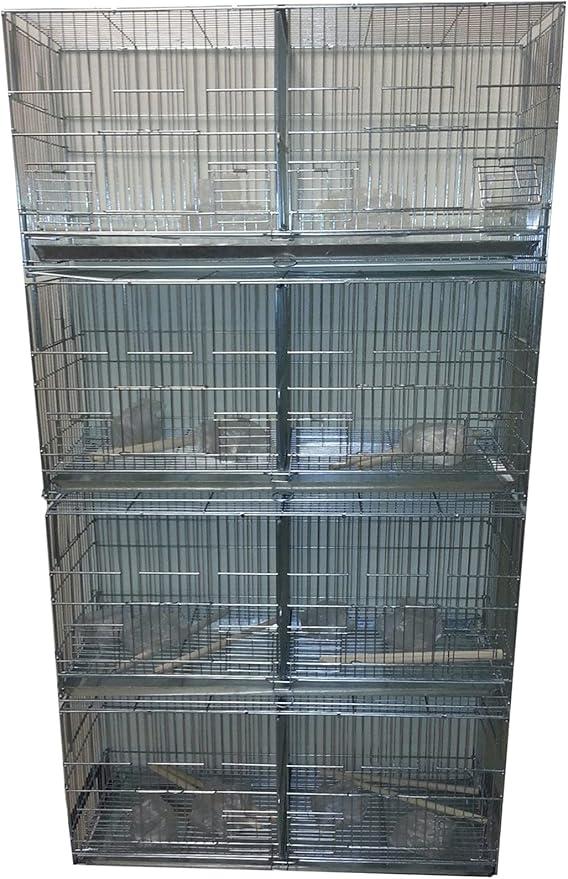 LOT of NO Rust Galvanized Zinc Plated Stackable Breeder Bird Flight Cage with Removable Center Divider and Breeding Nest Doors