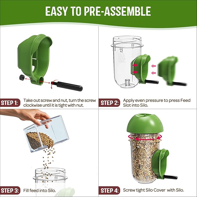 LONA Bird Feeders for Outdoors, Tube Feeder Weatherproof with Multiple Hanging Methods, Wild Bird Feeding Silo for Outside, 1 Port