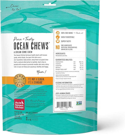 The Honest Kitchen 3 Pack of Crispy Cod Fish Skins Ocean Chews Single-Ingredient Dog Treats, 5.5 Ounces Each