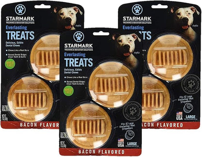 StarMark (3 Pack Star Mark Everlasting Bacon Dog Dental Chews, Large
