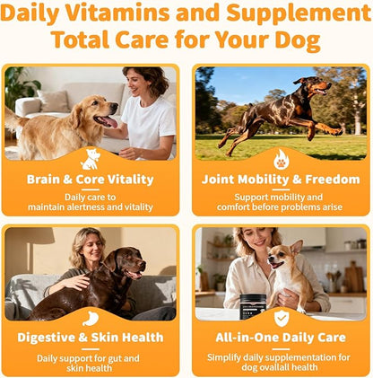 25-in-1 Dog Multivitamin Chews – All-in-One Daily Vitamins & Supplements for Dogs, Joint Support with Glucosamine MSM, Omega-3 Skin & Coat, Gut, Heart & Brain, All Breeds & Ages, Chicken, 60 Ct