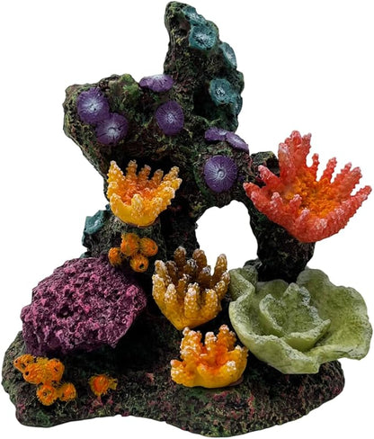 Charming Resin Coral Reef Ornament - Realistic Aquarium Decor Gift for Fish & Shrimp Hideaway, Suitable for Freshwater & Saltwater Tanks (6.1 x 4.1 x 6.1 inches)