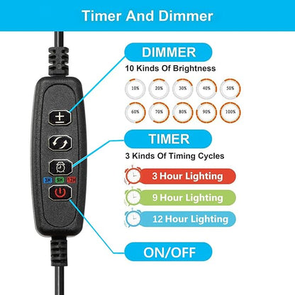 Carefree Fish Aquarium LED Light USB 5V RGBW 5730 Timmer 5~10Gal Fish Tank Clip Light 10 Brightness Levels 8W with USB Port (Include Power Adapter)