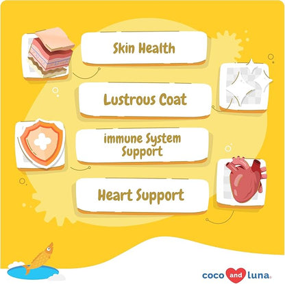 Omega 3 Fish Oil for Dogs - Skin & Coat Supplement with Cod Liver Oil, Algae, EPA & DHA Fatty Acids for Dog Shedding, Itch Relief, Hot Spots, Skin Allergy, Joint & Heart Support - 90 Soft Chews