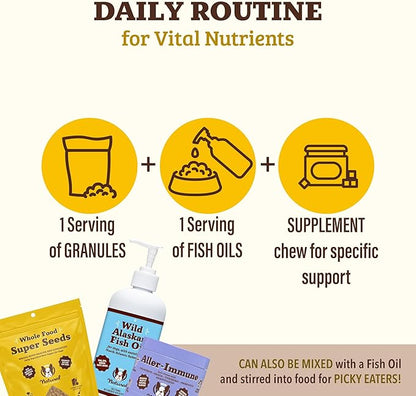 Natural Dog Company Super Seeds Dog Food Topper, Omega-Rich, Natural Dog Multivitamin, Superfood Dog Supplement, Dog Coat and Skin Health, Grain-Free Dog Supplement, Daily Dog Nutrition Boost, 8 Oz