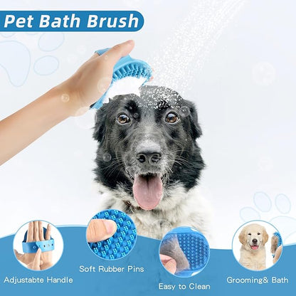 Dog Brush Dog Grooming Kit 6PCS Dog Brush for Shedding-Dog Brushes for Grooming, Dematting Comb for Dogs, Cat Nail Clipper with Nail File, Flea Comb, Bath Brush-Blue