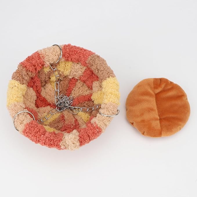 Wontee Bird Nest Bed Parrot Hanging Swing Hammock Bird Cage House for Budgies Parakeets Cockatiels Lovebirds Conures (Orange)