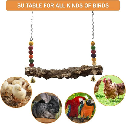 Chicken Bird Swing,Chicken Perch,Natural Wooden Swing Toys,Wood Stand for Chick,Safe and Relief of Stress,Chicken Coop Accessories,Coop Swing for Chicken Bird,Parrot,Hens (4pcs)
