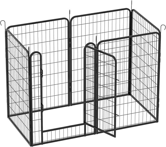 6 Panels Dog Playpen Heavy Duty Metal Fence,39.37" Height Outdoor Indoor Pen Anti-Rust with Doors Portable for RV Camping Yard,Black