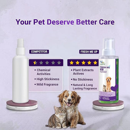 Natural Remedies Fresh Me Up Waterless Mild Foam Cleanser for Dogs and Cats - Dry Shampoo - Grooming Bath Supplies - Pet Deodorizer, Lick Safe, Hypoallergenic & Sulphate Free, All Breeds, 4.73 fl. oz.