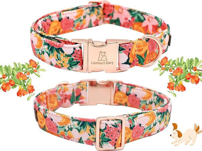 Lionheart glory Premium Floral Dog Collars Spring Dog Collar, Adjustable Heavy Duty Girl Dog Collar for Small Dogs