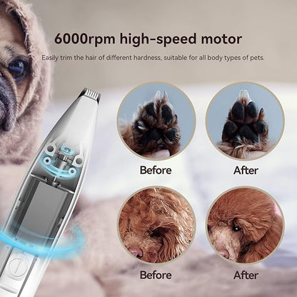 Dog Paw Trimmer, Dog Clippers, Cordless Cat and Small Dogs Clipper, Low Noise Electric Mini Pet Grooming Clippers for Trimming The Hair Around Face, Paw Pads, Eyes, Ears, Rump
