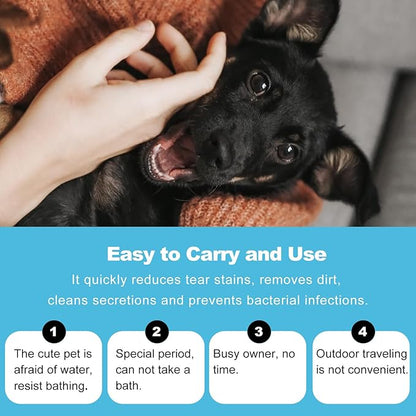 Pet Cleaning Glove Wipes for Dogs & Cats, Cleaning and Deodorizing Disposable Bathing Wipes for Fur, Paws and Butt, Hypoallergenic Unscented, 6 PCS