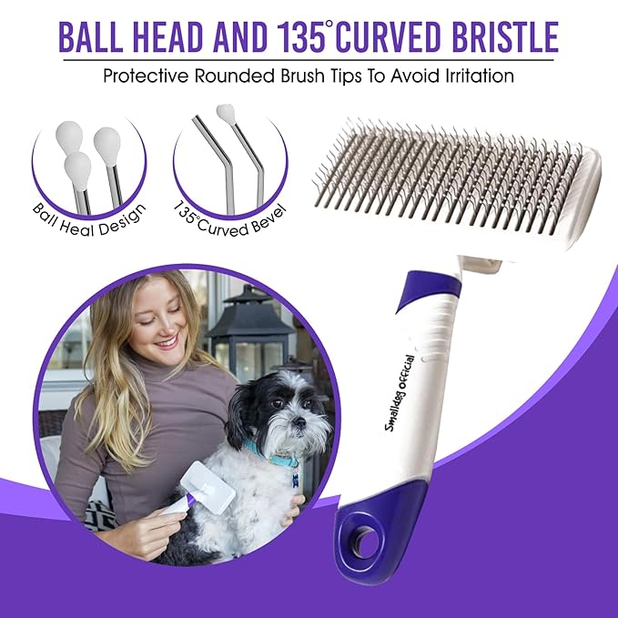 Self-Cleaning Gentle Slicker Brush, Sensitive Skin Gentle Dog Brush, for Big Dog and Large Breed, to Remove Loose Hair, Mats, Dirt - Pain Free Grooming