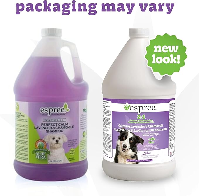 Espree Calming Lavender & Chamomile Shampoo & Conditioner, Soothes & Relaxes with Lavender, Moisturizes with Aloe Vera, Anti-Inflammatory Chamomile, Dry & Sensitive Skin, Gentle Pet Grooming, Gallon