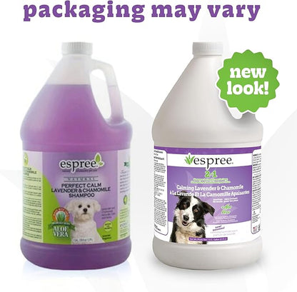 Espree Calming Lavender & Chamomile Shampoo & Conditioner, Soothes & Relaxes with Lavender, Moisturizes with Aloe Vera, Anti-Inflammatory Chamomile, Dry & Sensitive Skin, Gentle Pet Grooming, Gallon