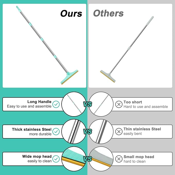 5FT Carpet Rake Pet Hair Remover, Reusable Carpet Rake with Telescopic Handle for Pet Hair Removal Tool Dog Cat Fur Remover Broom for Rugs, Mats, Beds, Stairs (Blue)