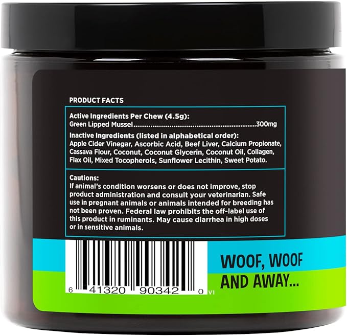 Super Snouts Joint Power – 60 Soft Chews – Joint Supplement for Dogs and Cats with Green Lipped Mussel Helps Ease Discomfort & Stiffness– Made in The USA