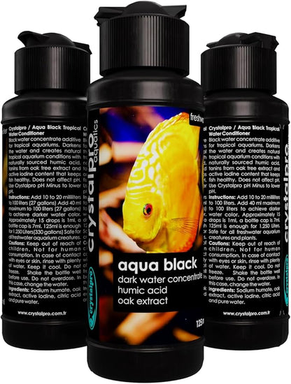 Aqua Black 4.22 Oz Black Water Concentrate Additive for Tropical Aquariums - Adds Natural Tannins and Humic&Fulvic - Darkens The Water- for Freshwater Tropical Lake Water Conditions