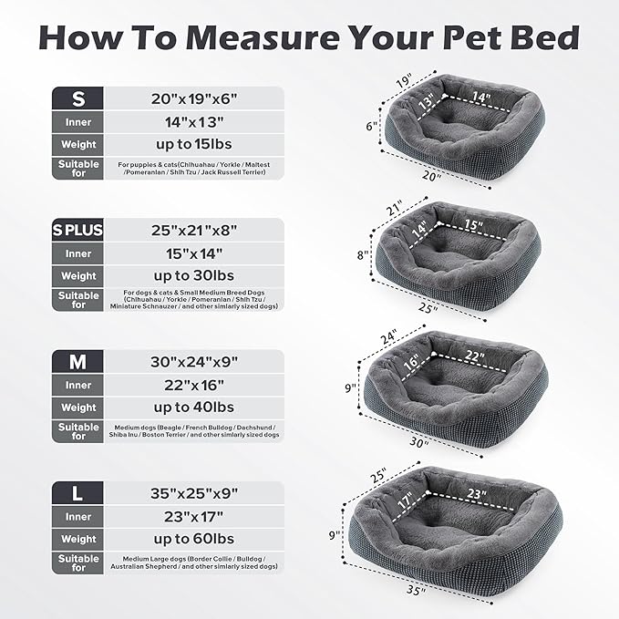 INVENHO Dog Beds for Small Medium Dogs Washable, Calming Dog Bed Small Size Dog, Orthopedic Dog Bed, Warming Soft Calming Sleeping Puppy Bed Durable Pet Bed with Anti-Slip Bottom