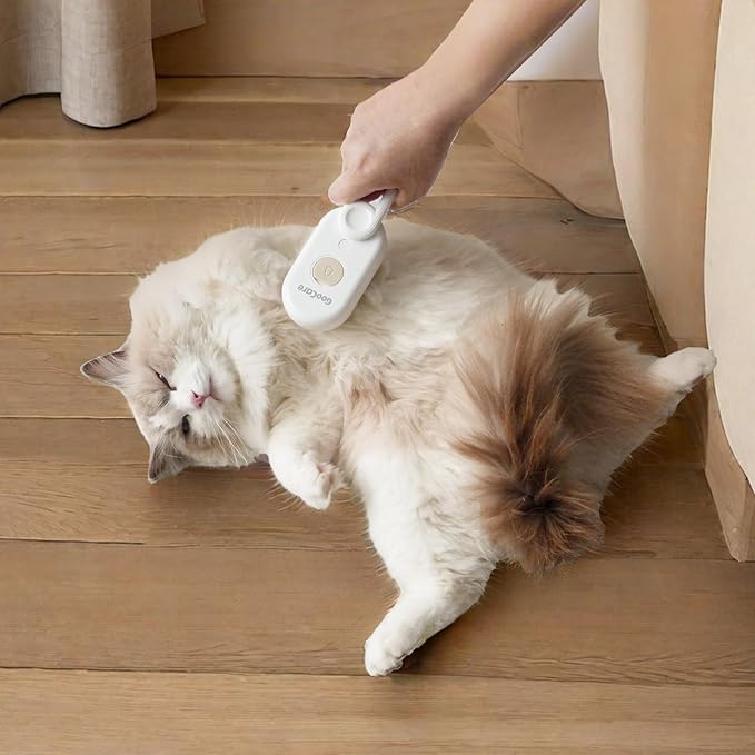 2nd Generation 3-in-1 Cat Steam Brush for Shedding, Pet Hair Removal Comb with Water Tank, Spray Cat Brush for Pet Grooming, Steamy Cat Brush for indoor Haired Cats, Dogs and Rabbits (Khaqi)