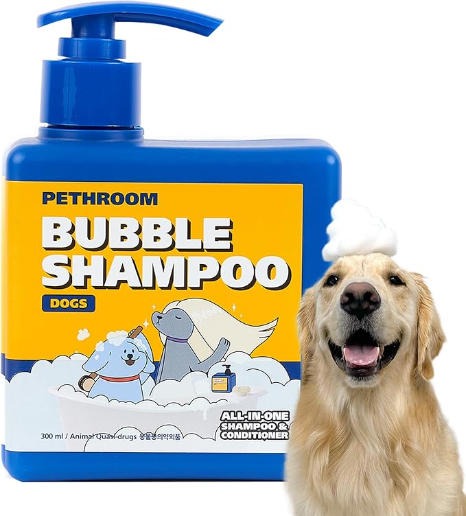 [PETHROOM] Bubble Shampoo for Dogs - Gentle, Deep-Cleaning Formula with Organic Ingredients, Hypoallergenic and Tear-Free, 10.1oz