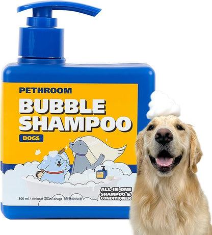 [PETHROOM] Bubble Shampoo for Dogs - Gentle, Deep-Cleaning Formula with Organic Ingredients, Hypoallergenic and Tear-Free, 10.1oz