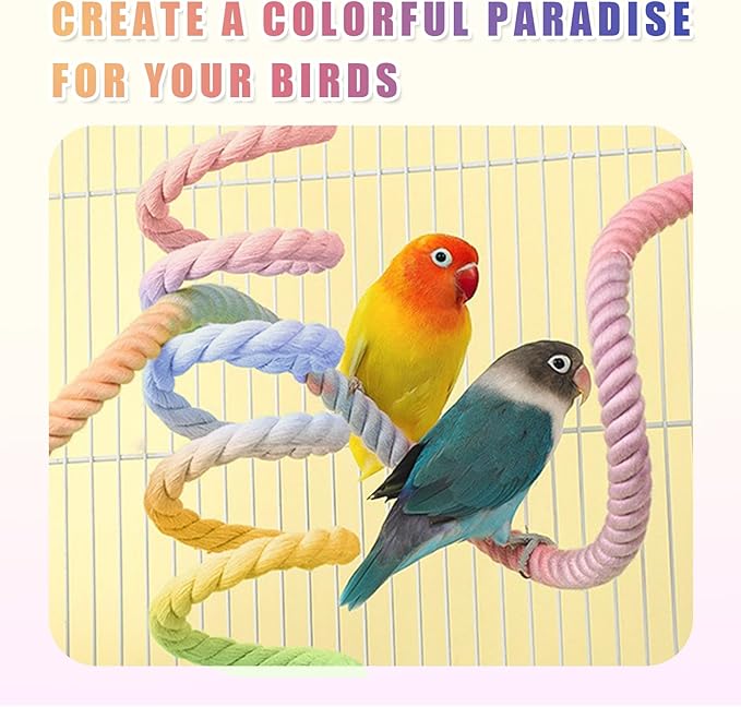 3PCS Parrot Perch,Soft Rope Bird Perches for Cage, Bendable Climbing Toys and Stands for Cockatiels, Parakeets and Lovebirds,Bird Cage Accessories Set