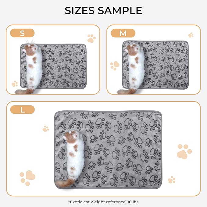 1 Pack 6 Blankets Dog Cat Soft Fluffy Fleece Pet Blanket Warm Cute Print Design Puppy Kitten Blanket Doggy Paw Grey Small(23"x16")