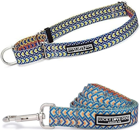 Lucky Love Dog Martingale Collar and Leash Set, Premium No Slip Collar for Male Dogs, Comfortable & Soft Martingale Dog Collars, Great for Whippets, Greyhounds, and More (Murphy, Large - Combo)