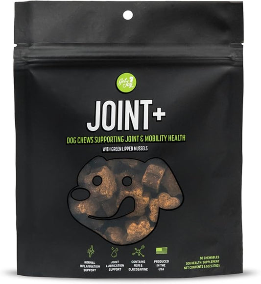 Get Joy Joint+ Hip & Joint Care Dog Supplement Chews, 90 Soft Chews, Chicken Flavor, Supports Joint & Mobility Health, with Green Lipped Mussels, PhD Animal Nutritionist Formulated, Produced in USA