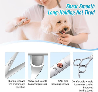 Dog Grooming Scissors: 7 inch Pet Straight Shears Made Of Japanese 440C Advanced Stainless Steel Professional Grooming Scissors for Dogs Cats and Other Pets