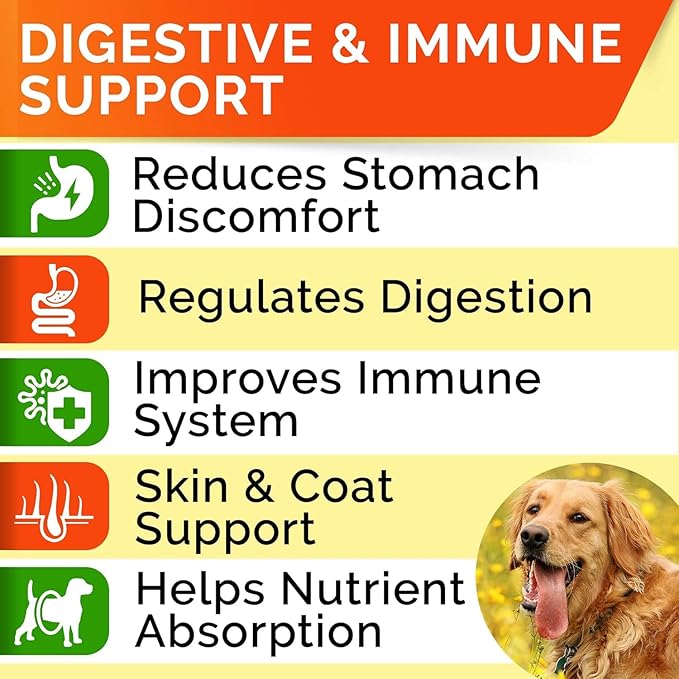 STRELLALAB Dog Probiotics Chews for Digestive Health & Gut Support with Yeast and Enzymes - Anti Gas, Diarrhea and Upset Stomach Immune Supplement - Digestion Treats with Fiber (180Ct, Bacon)